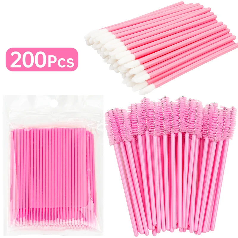 All-in-One 200pcs Lash & Beauty Tool Kit – Disposable Lash Spoolies, Micro Brushes, Cotton Swabs, Mascara & Lip Applicators