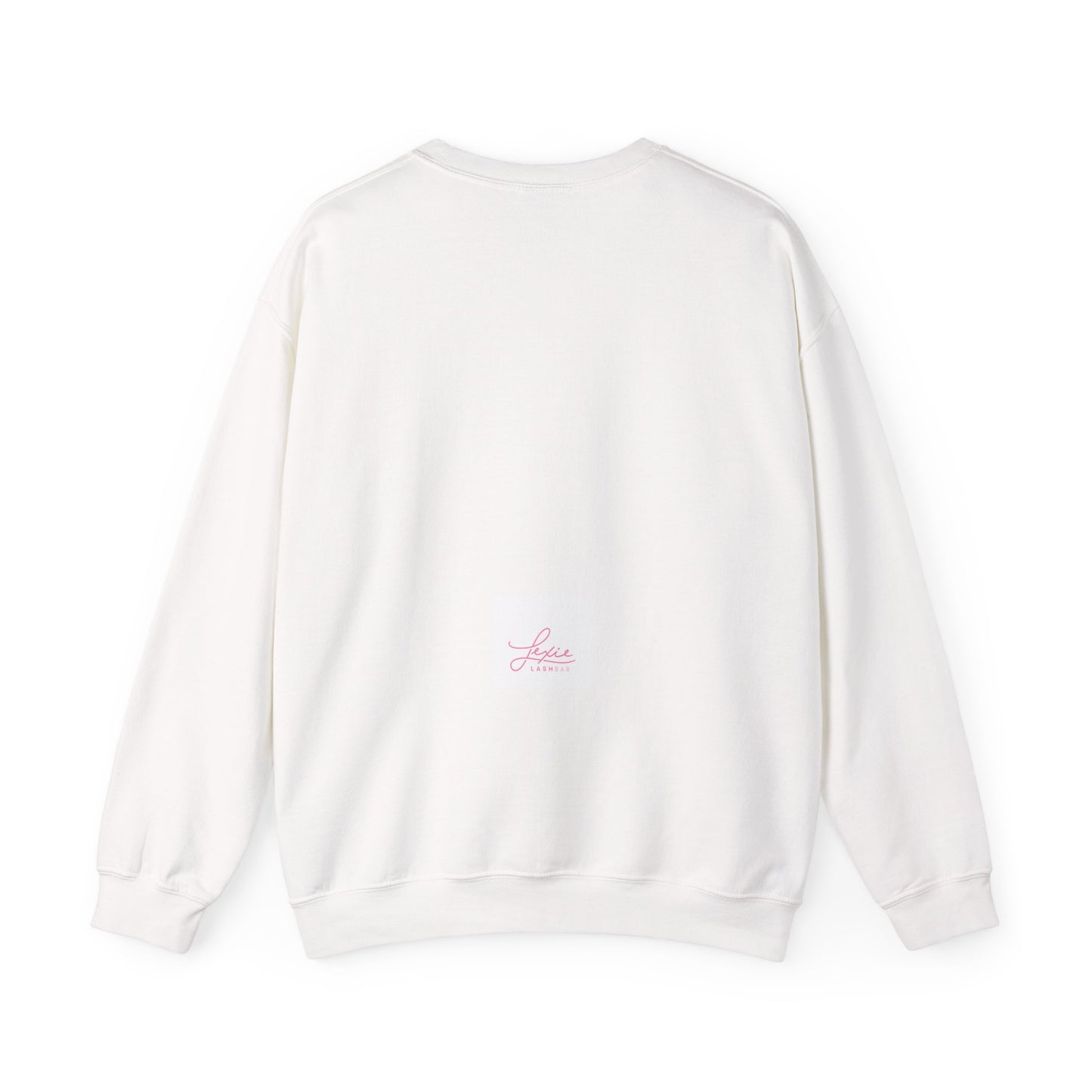 Crewneck Sweatshirt — 'Lashes by Lexie, Bills by Husband' Pink Graphic Crewneck