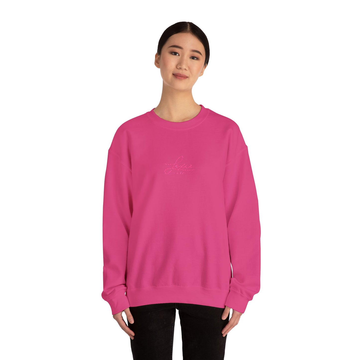Lexie Logo Crewneck Sweatshirt — Cute Pink Script Graphic Pullover