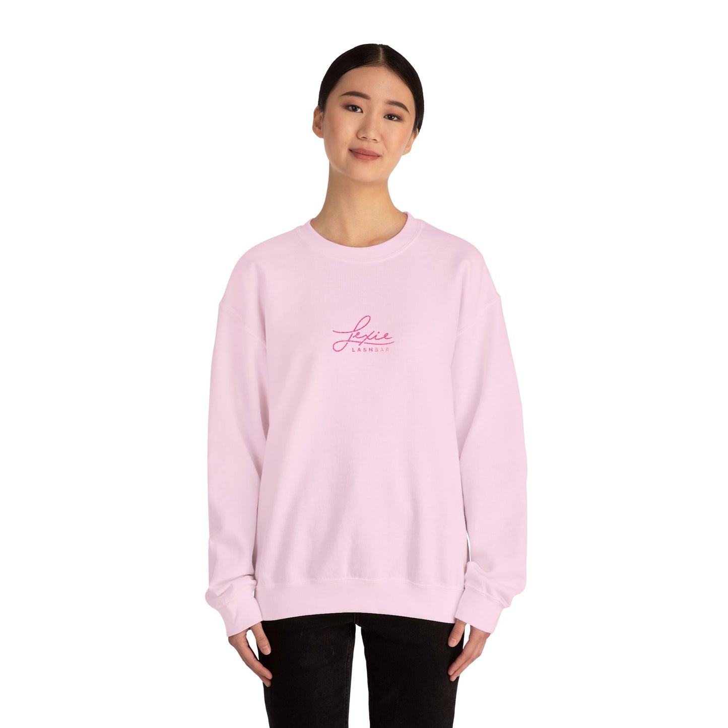 Lexie Logo Crewneck Sweatshirt — Cute Pink Script Graphic Pullover