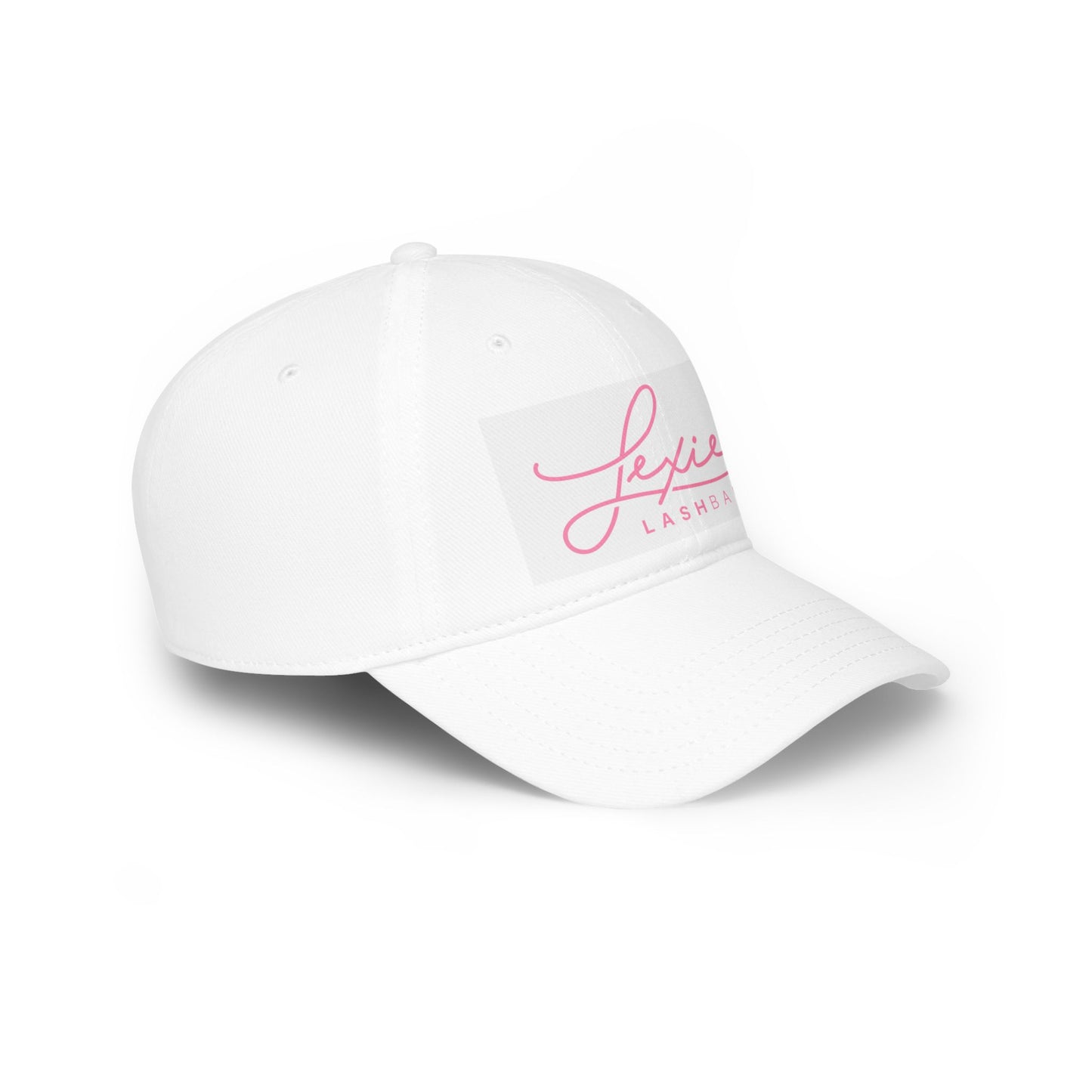 Lexie Logo Embroidered Baseball Cap — White Pink Logo