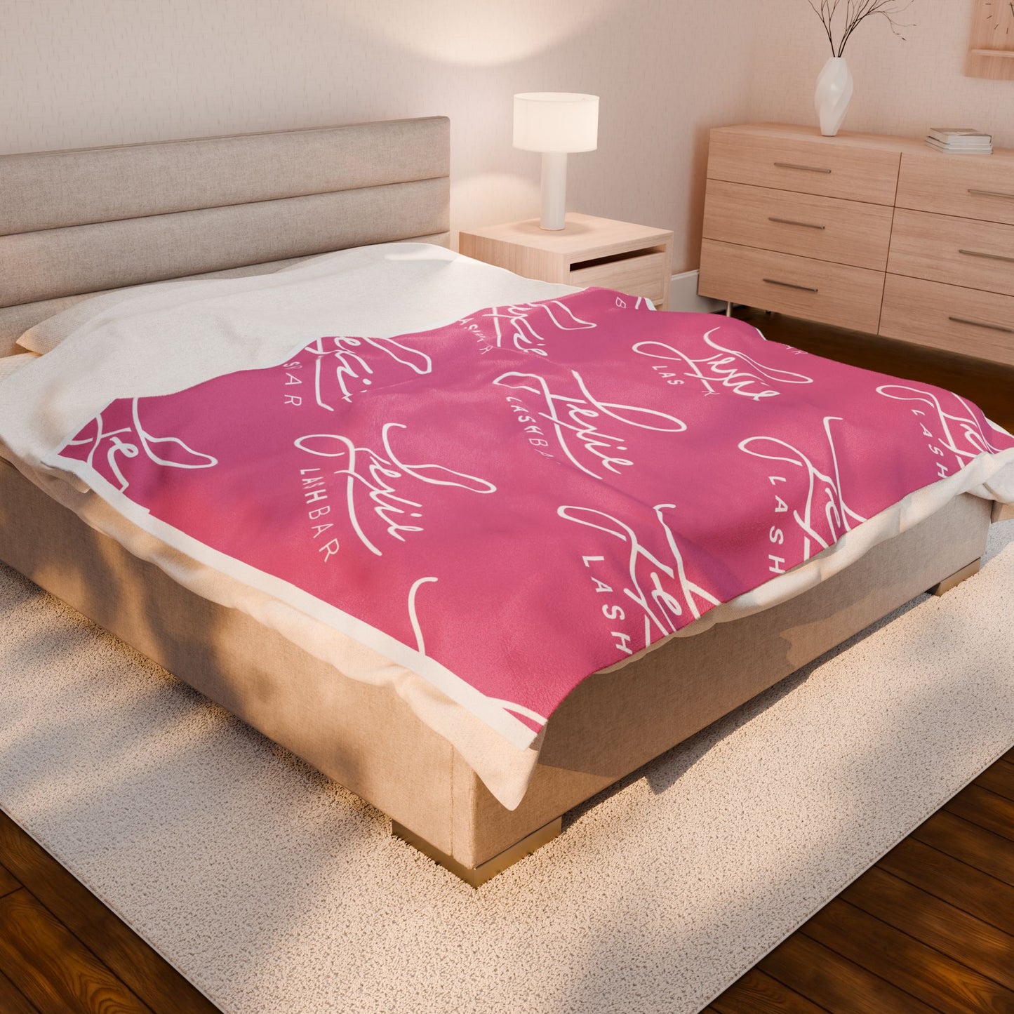 Plush Blanket — Pink Lexie Logo Velveteen Throw