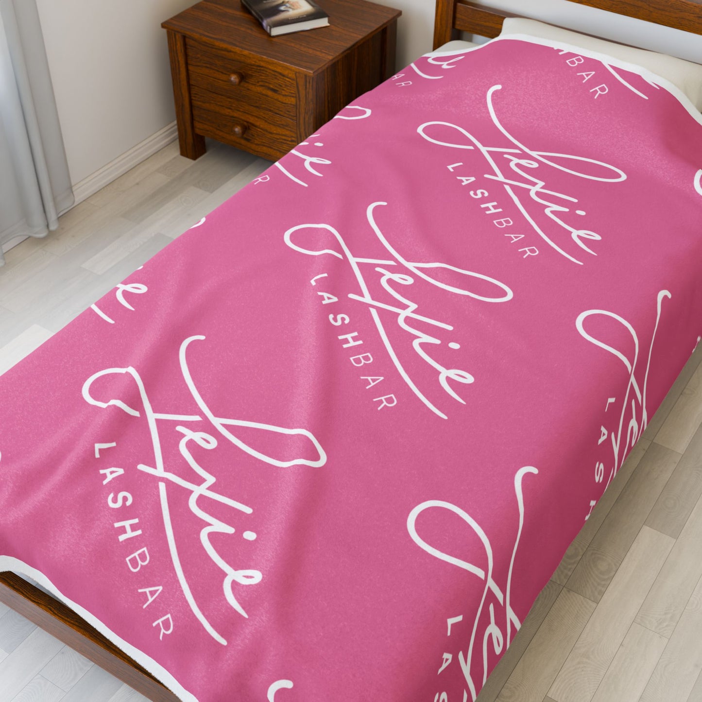 Plush Blanket — Pink Lexie Logo Velveteen Throw