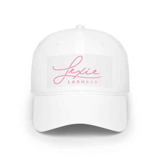 Lexie Logo Embroidered Baseball Cap — White Pink Logo