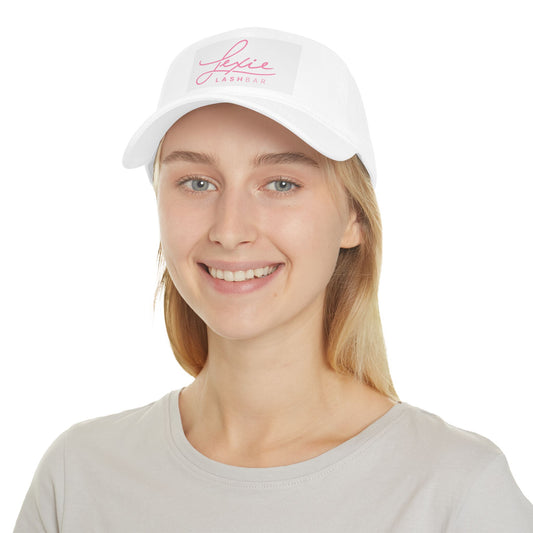Lexie Logo Embroidered Baseball Cap — White Pink Logo