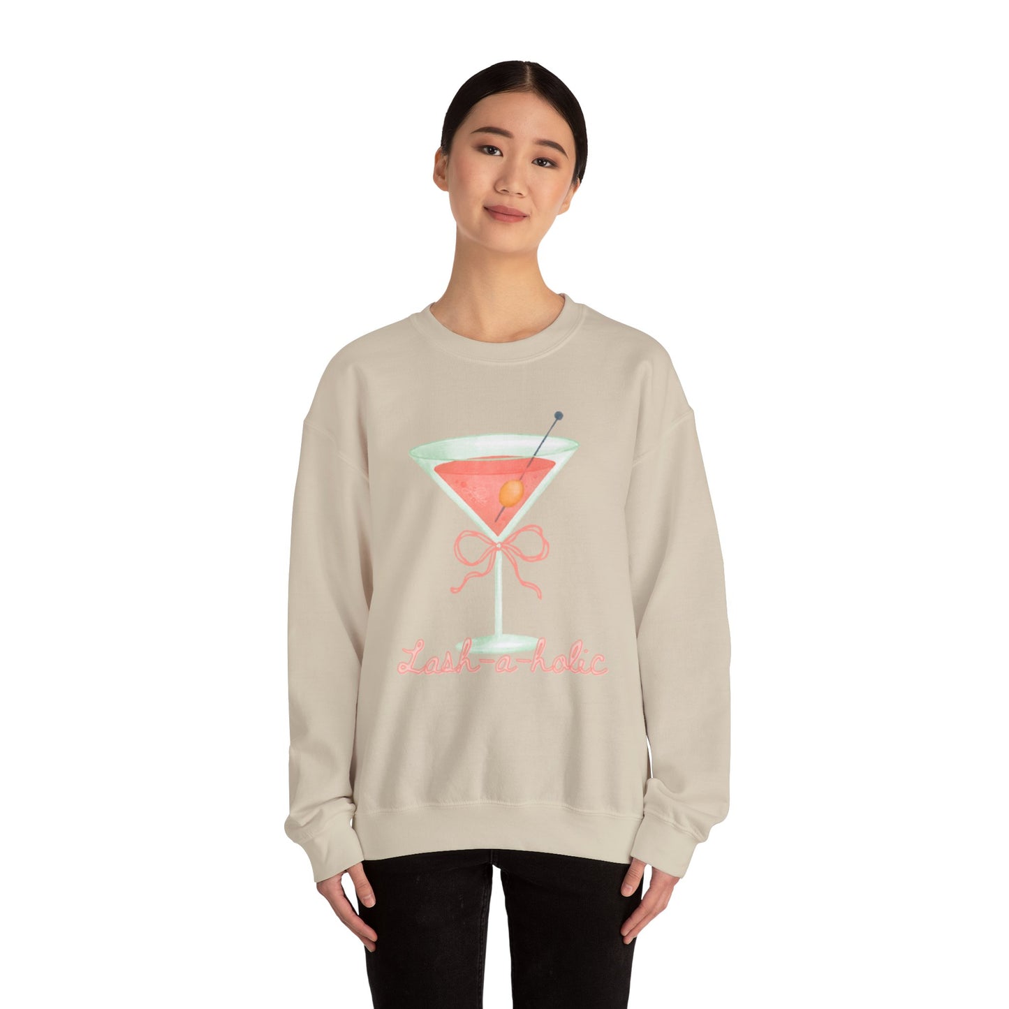 Cocktail Sweatshirt – 'Lash-a-holic' - Graphic Crewneck