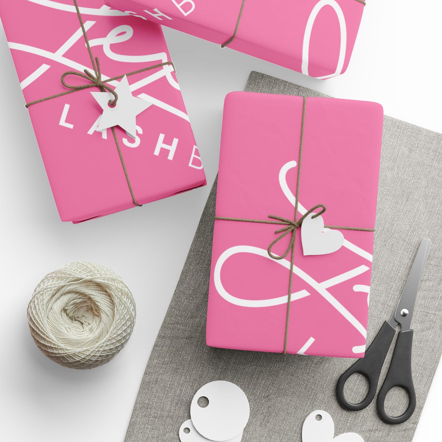 Personalized Pink Logo Wrapping Paper — Custom Name Script Gift Wrap Roll