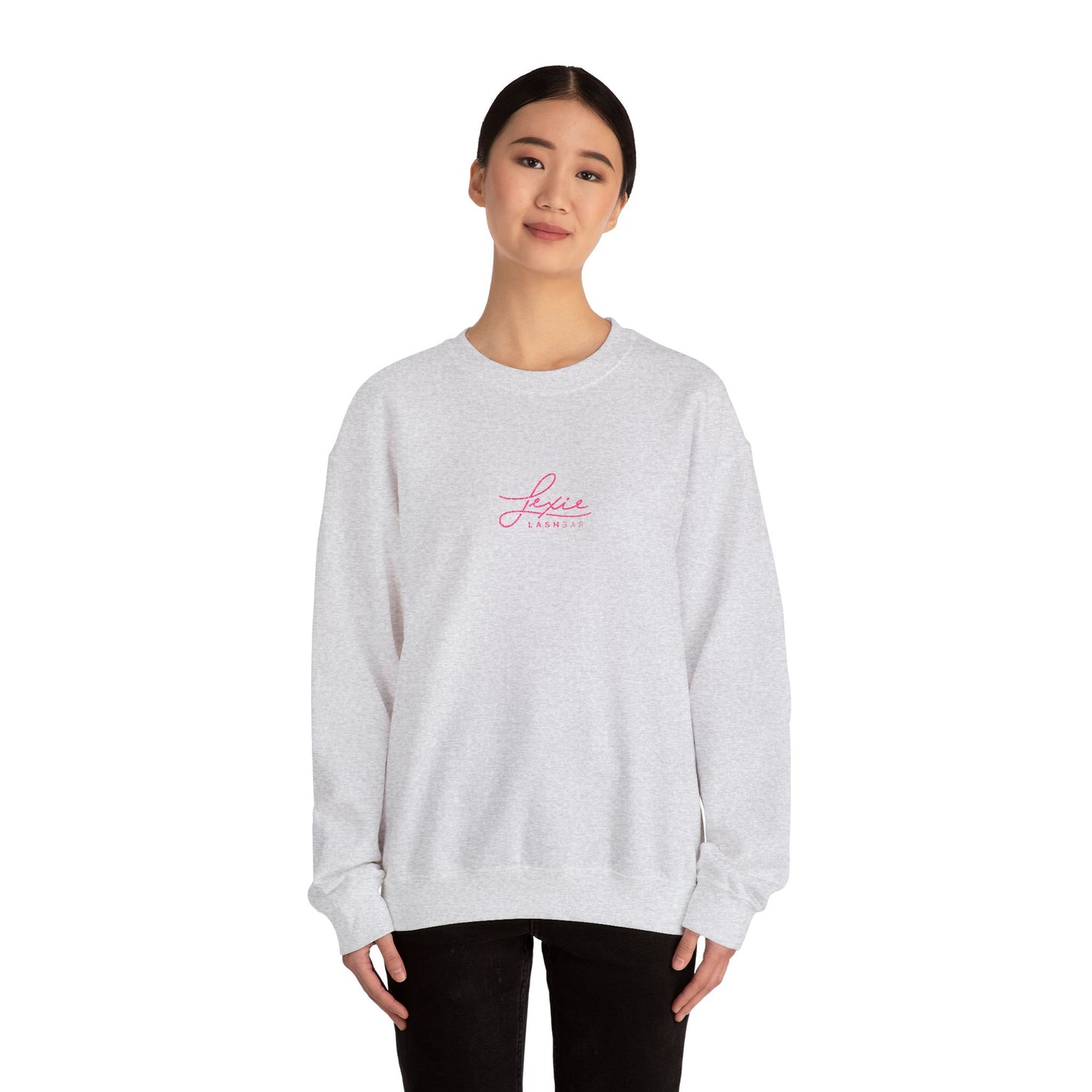 Lexie Logo Crewneck Sweatshirt — Cute Pink Script Graphic Pullover