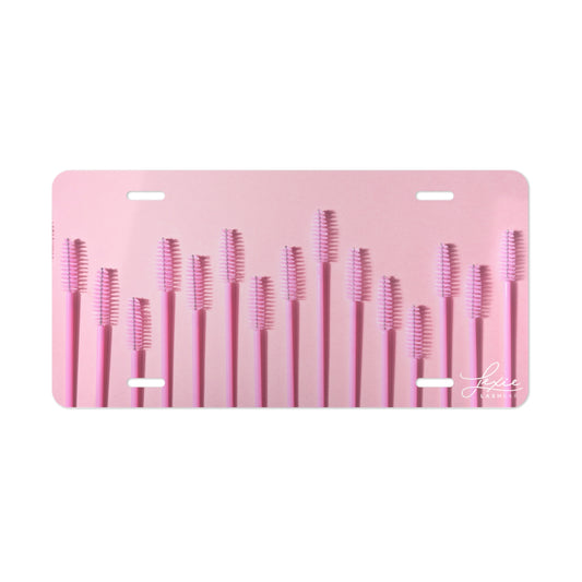 Makeup Brush Vanity Plate License Plate – Pink Mascara Wand Design
