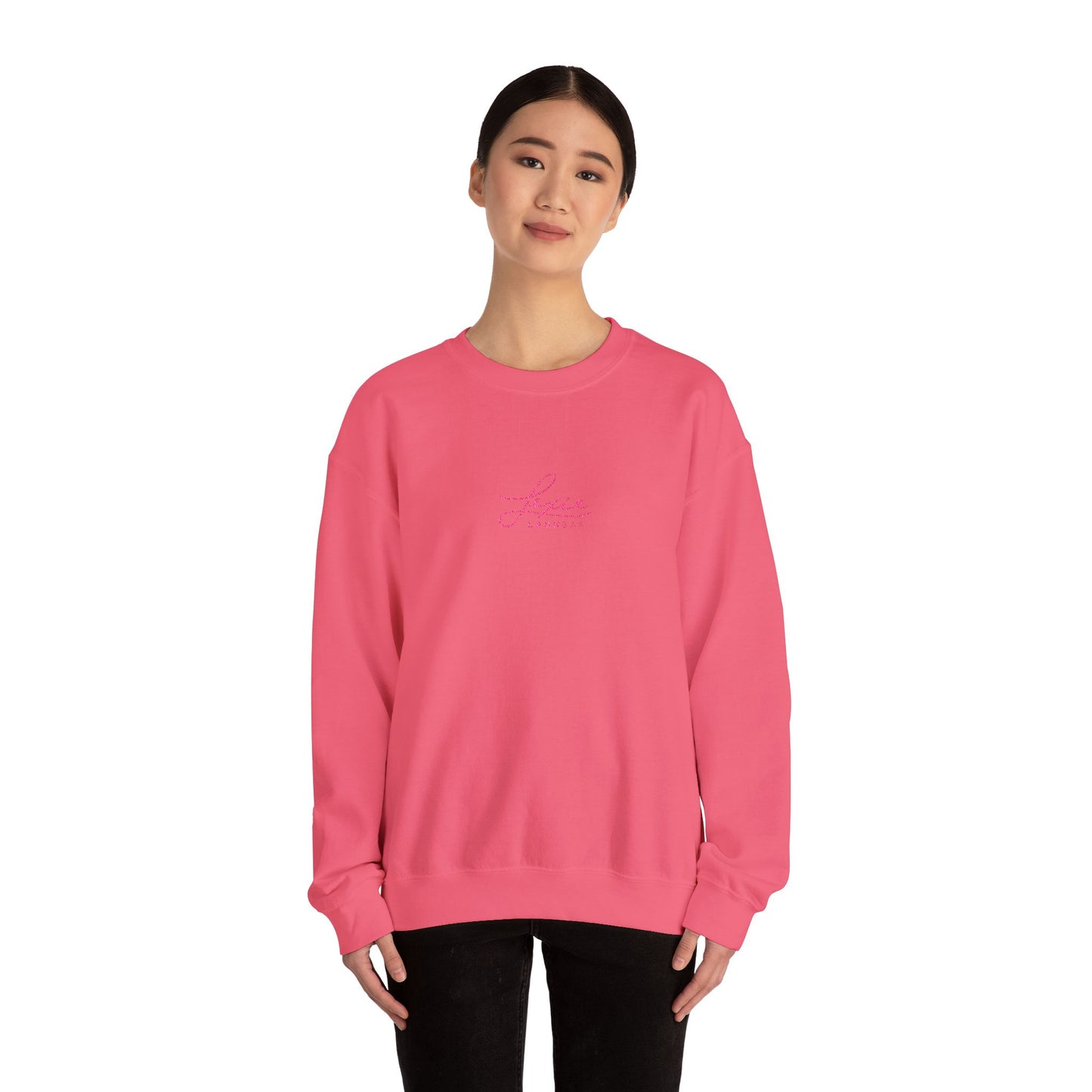 Lexie Logo Crewneck Sweatshirt — Cute Pink Script Graphic Pullover