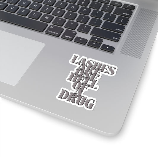"Lashes Are One Hell Of A Drug" Decorative Vinyl Sticker