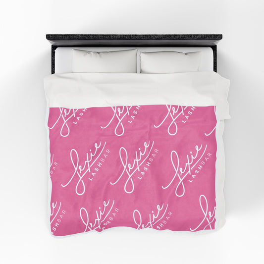Plush Blanket — Pink Lexie Logo Velveteen Throw