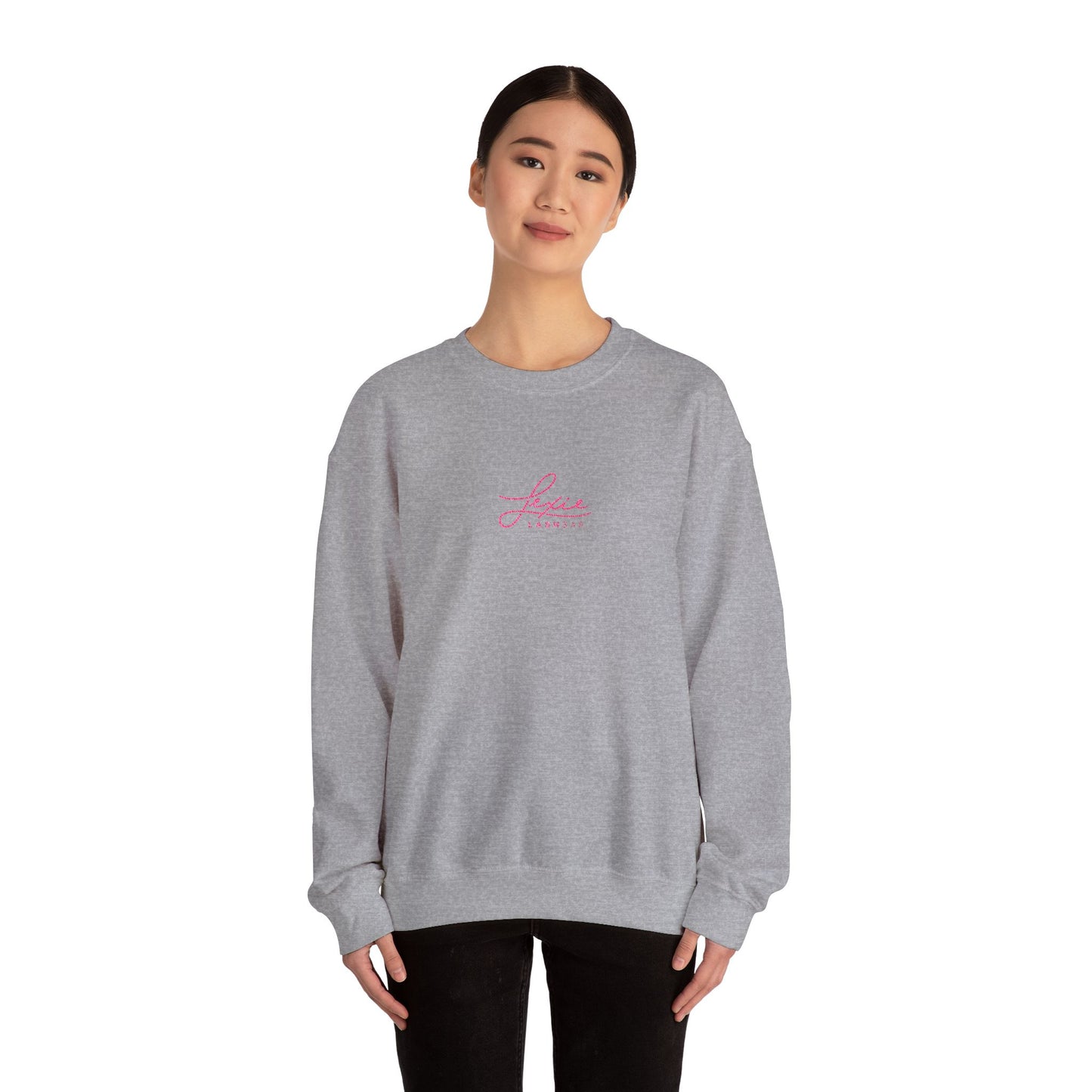 Lexie Logo Crewneck Sweatshirt — Cute Pink Script Graphic Pullover