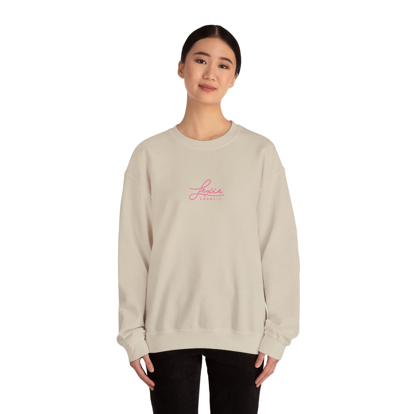 Lexie Logo Crewneck Sweatshirt — Cute Pink Script Graphic Pullover