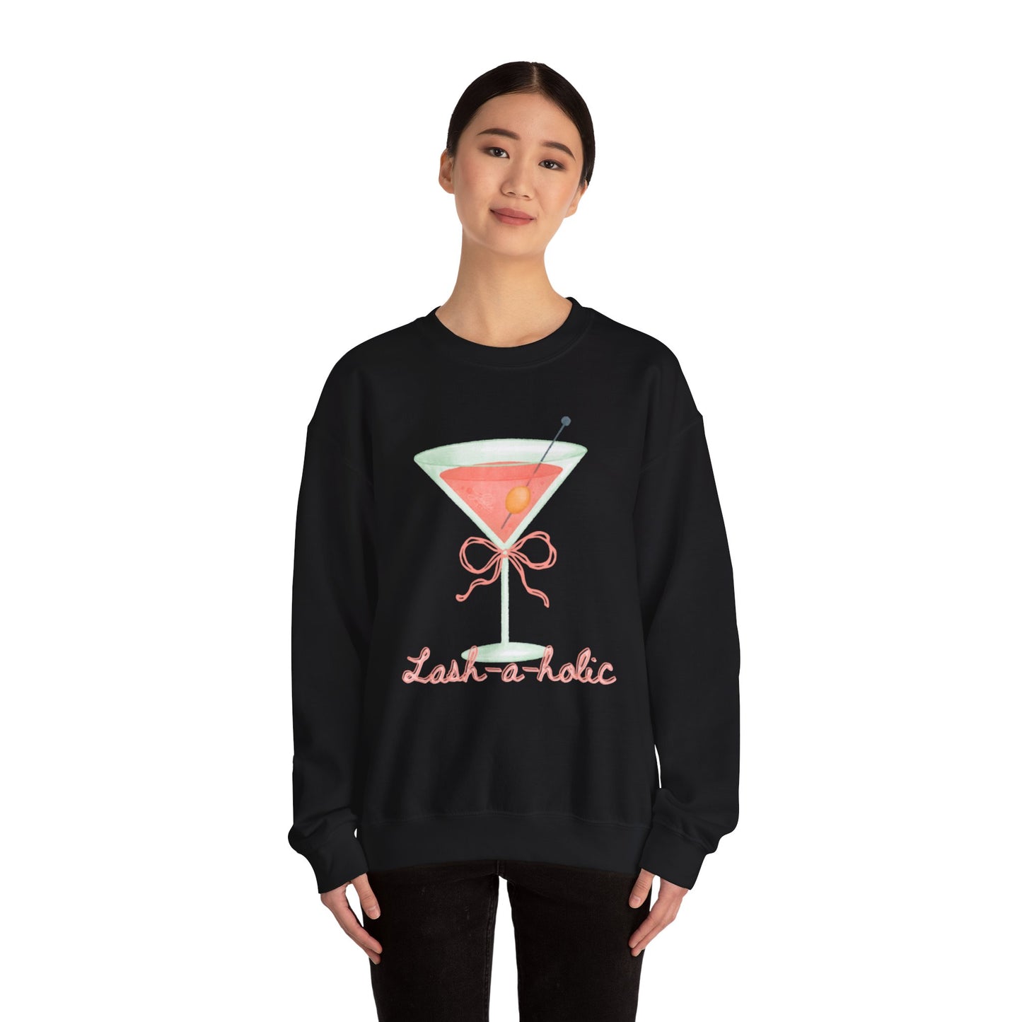 Cocktail Sweatshirt – 'Lash-a-holic' - Graphic Crewneck