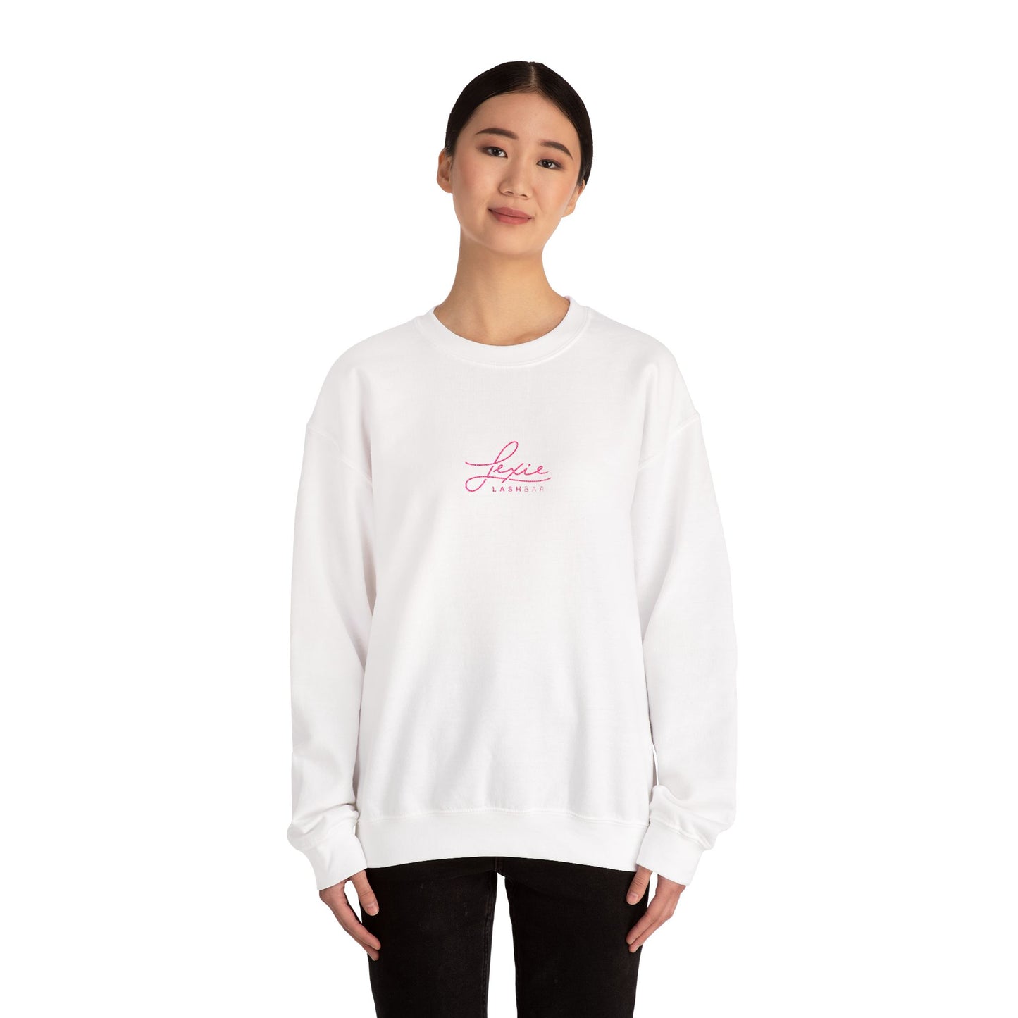 Lexie Logo Crewneck Sweatshirt — Cute Pink Script Graphic Pullover