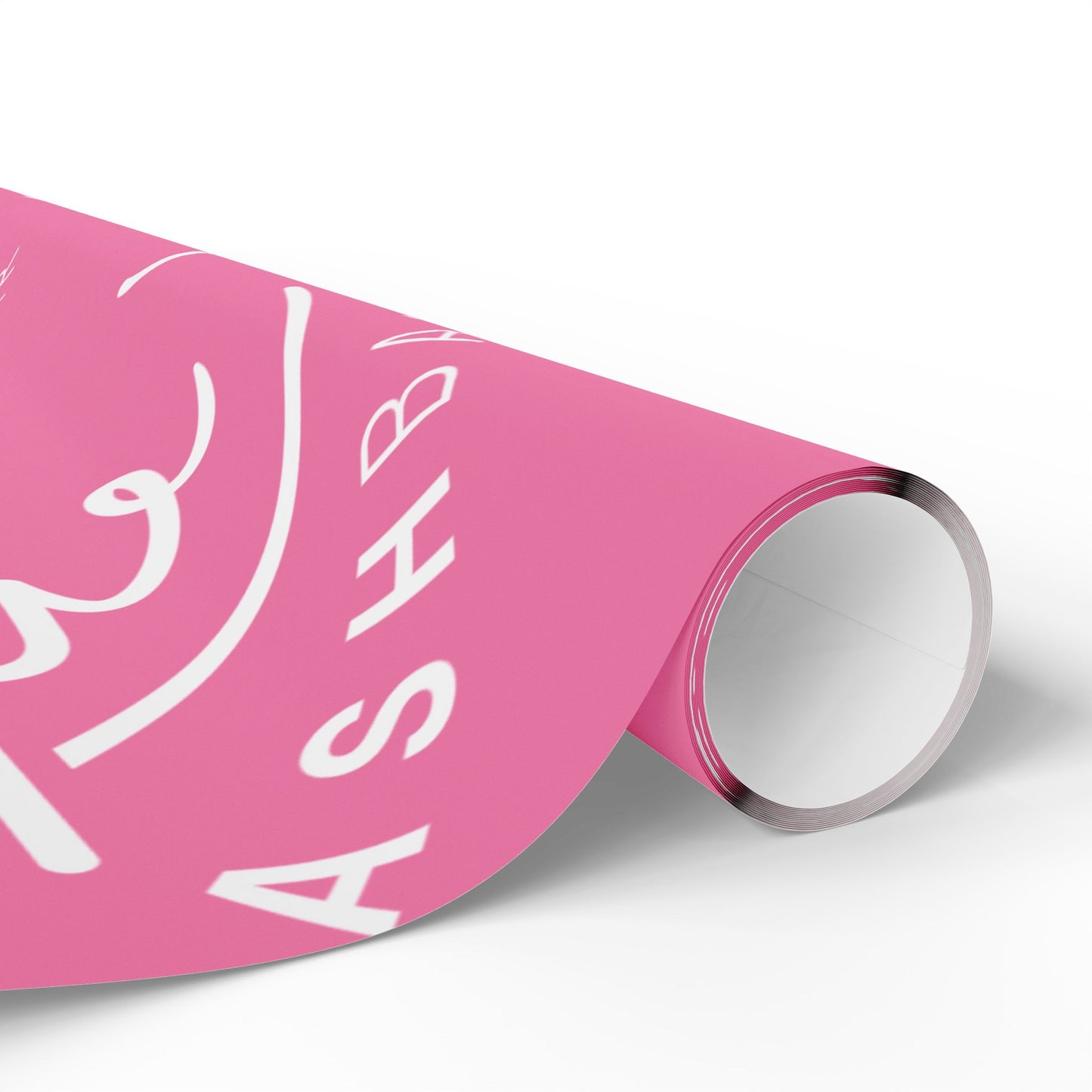 Personalized Pink Logo Wrapping Paper — Custom Name Script Gift Wrap Roll