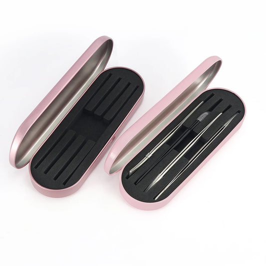 Eyelash Tweezers Storage Box – Exquisite Tinplate Protective Case for Lash Extension & Makeup Tools