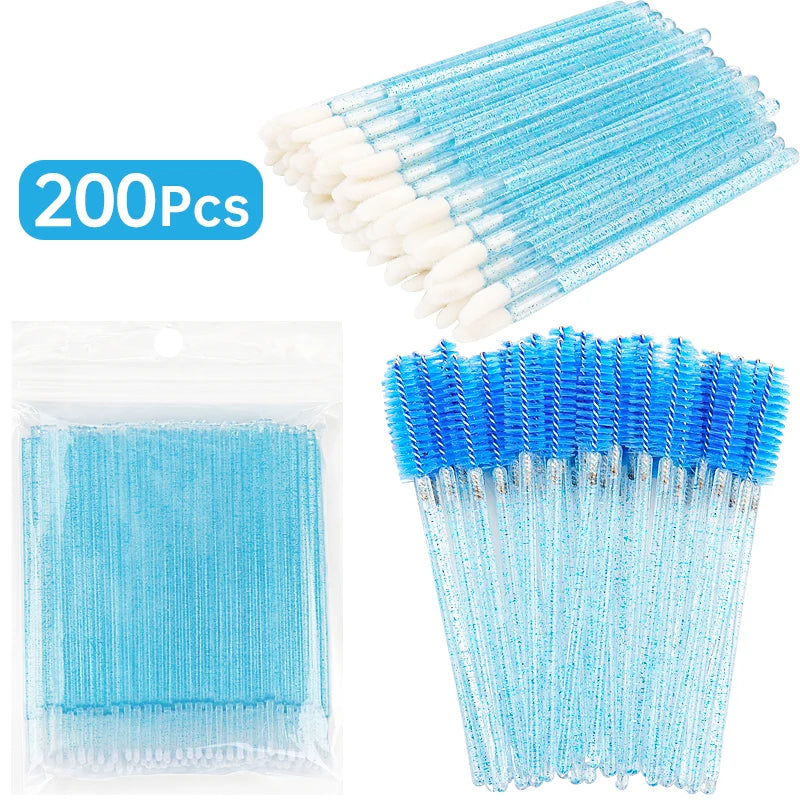 All-in-One 200pcs Lash & Beauty Tool Kit – Disposable Lash Spoolies, Micro Brushes, Cotton Swabs, Mascara & Lip Applicators