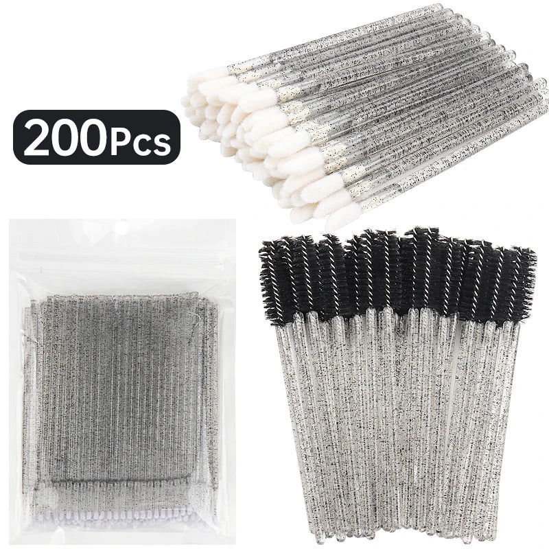 All-in-One 200pcs Lash & Beauty Tool Kit – Disposable Lash Spoolies, Micro Brushes, Cotton Swabs, Mascara & Lip Applicators