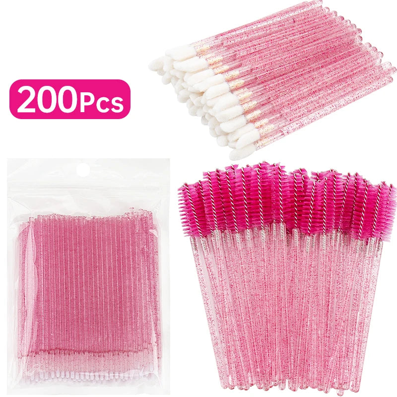 All-in-One 200pcs Lash & Beauty Tool Kit – Disposable Lash Spoolies, Micro Brushes, Cotton Swabs, Mascara & Lip Applicators