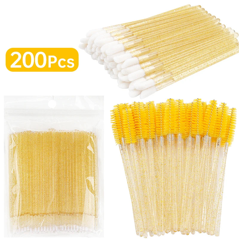 All-in-One 200pcs Lash & Beauty Tool Kit – Disposable Lash Spoolies, Micro Brushes, Cotton Swabs, Mascara & Lip Applicators