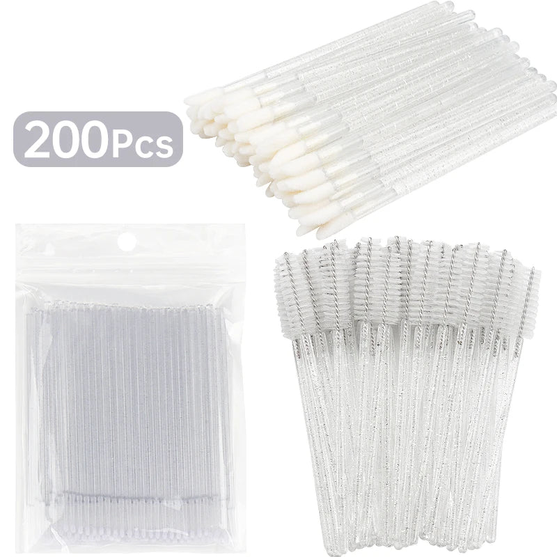 All-in-One 200pcs Lash & Beauty Tool Kit – Disposable Lash Spoolies, Micro Brushes, Cotton Swabs, Mascara & Lip Applicators