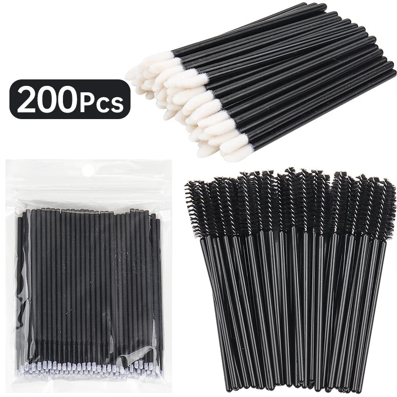 All-in-One 200pcs Lash & Beauty Tool Kit – Disposable Lash Spoolies, Micro Brushes, Cotton Swabs, Mascara & Lip Applicators