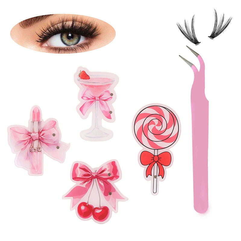 Magnetic Suction Lash Display Board in Pink Acrylic – False Eyelash Palette & Rose Lipstick Holder