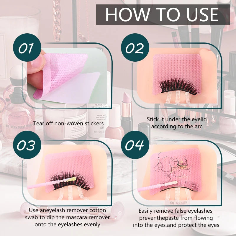 40pcs Eyelash Extension Remover Cotton Pad Lash Lifting Glue Bottle Mouth Prevent Clogging Wipes Paper Clean Napkin Makeup Tools