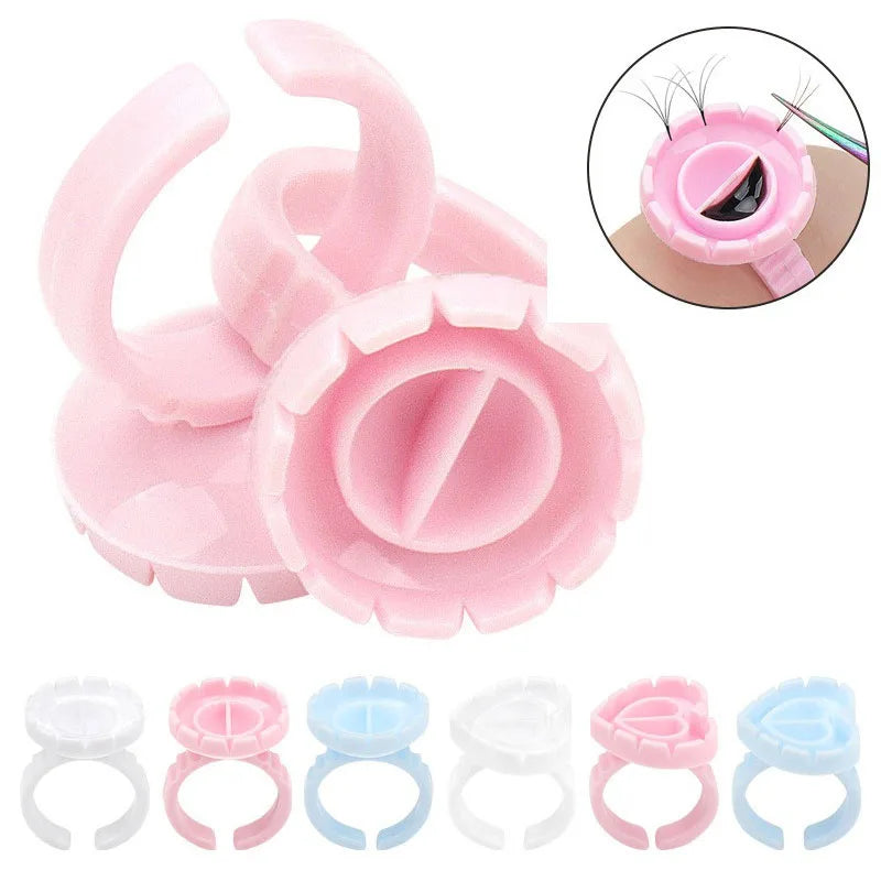100Pcs Disposable Eyelash Glue Fan Cup Rings Holder Tattoo Pigment Container Lash Supplies Eyelash Extension Tools JJMGJ01