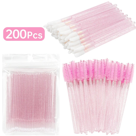 All-in-One 200pcs Lash & Beauty Tool Kit – Disposable Lash Spoolies, Micro Brushes, Cotton Swabs, Mascara & Lip Applicators