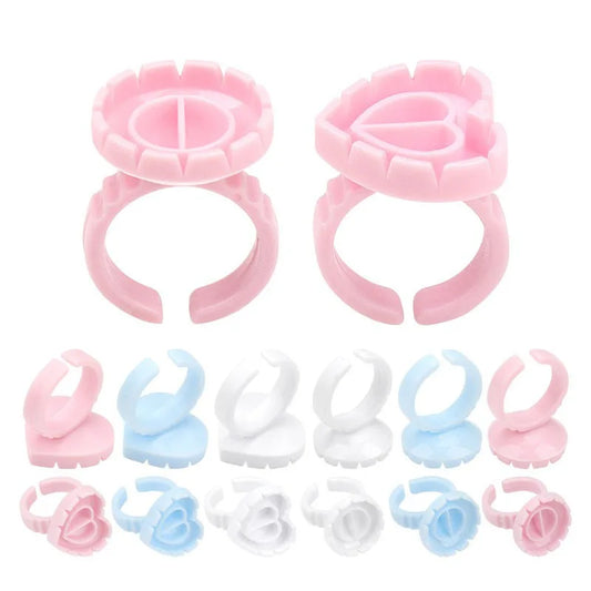 100Pcs Disposable Eyelash Glue Fan Cup Rings Holder Tattoo Pigment Container Lash Supplies Eyelash Extension Tools JJMGJ01