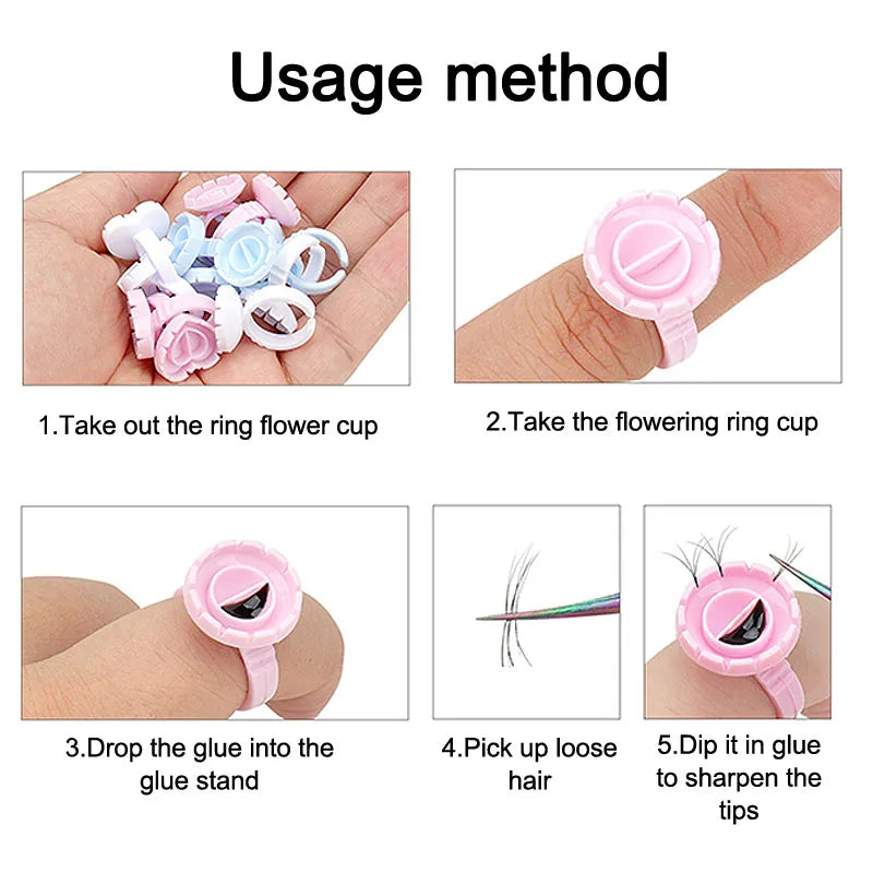 100Pcs Disposable Eyelash Glue Fan Cup Rings Holder Tattoo Pigment Container Lash Supplies Eyelash Extension Tools JJMGJ01
